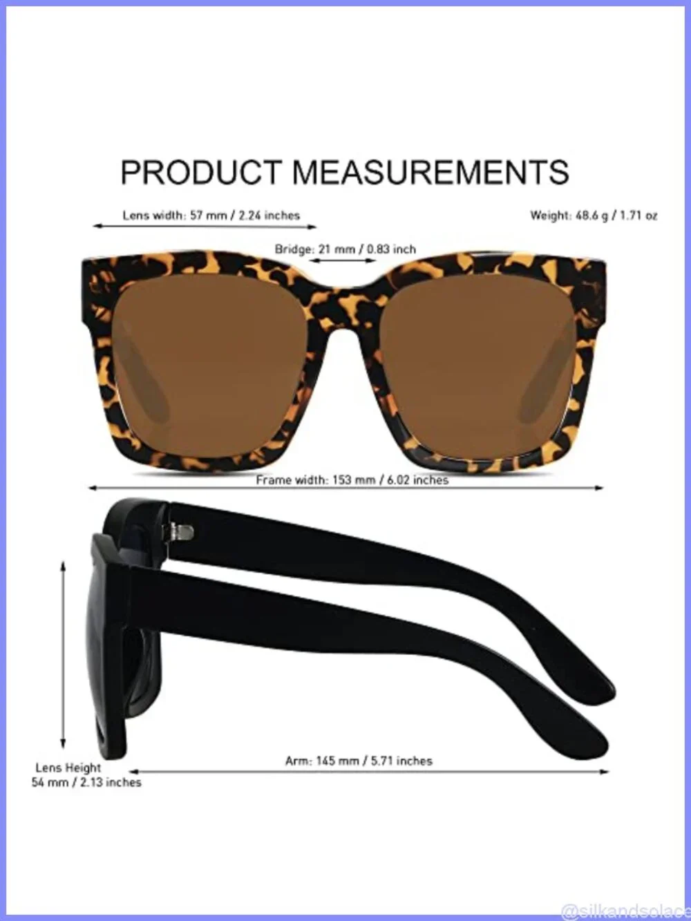 Oversized Square Sunglasses UV400 Full Frame Women Wide Face Shades